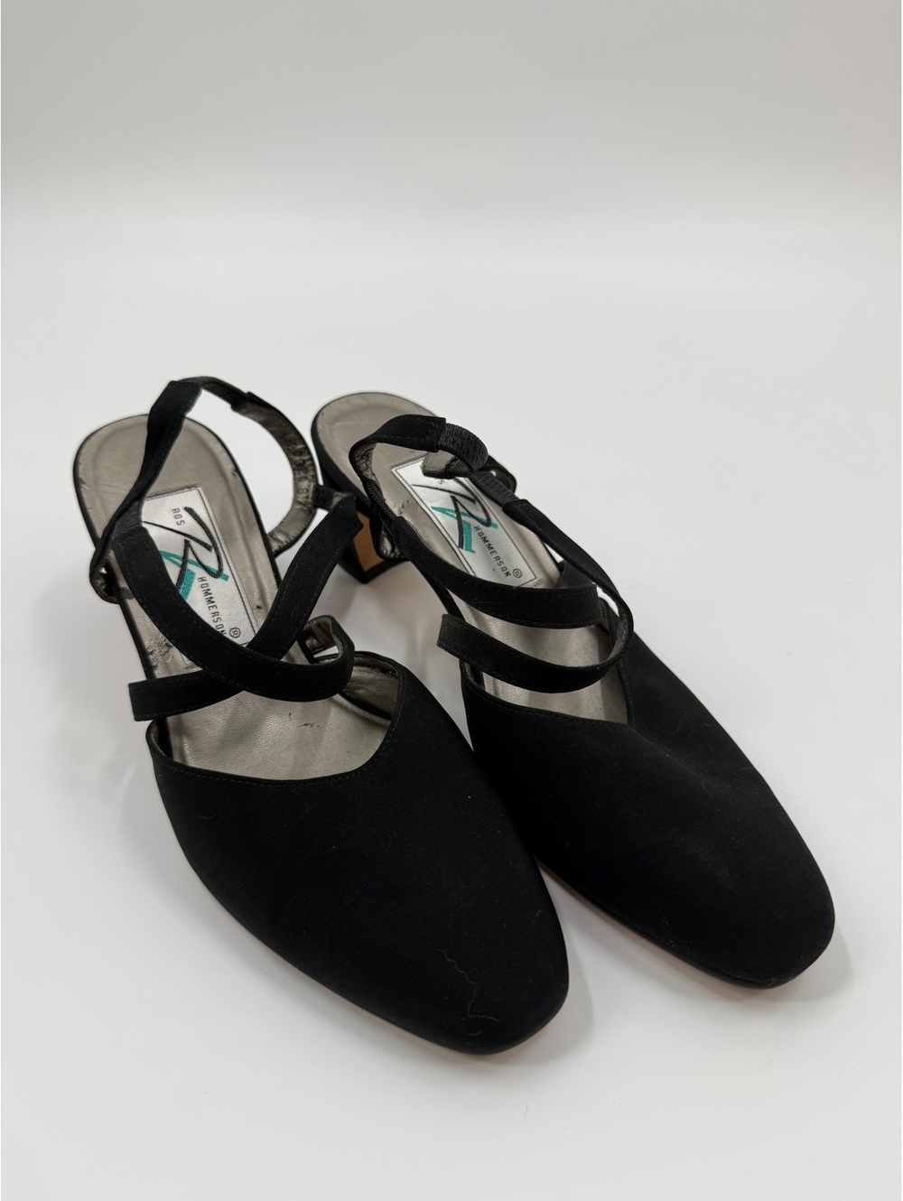 Ros Hommerson Black Slingback Stretch Strap Heels Women’s 8.5M Vintage